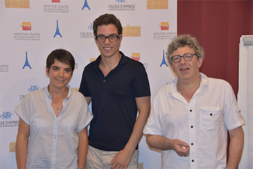 Théo Chaumeil avec Jeanne-Marie Jourdren et Laurent Gross hypnothérapeutes et kinésithérapeutes