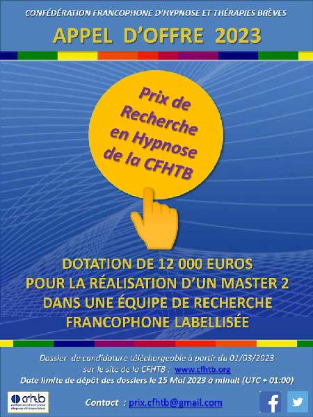 Prix de Recherche en Hypnose de la CFHTB.